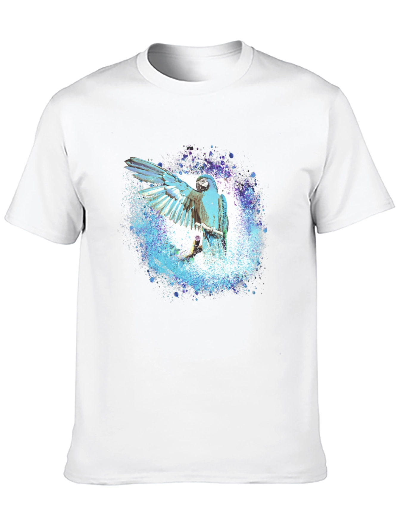 Blue Macaw Splash Mens Graphic Tee