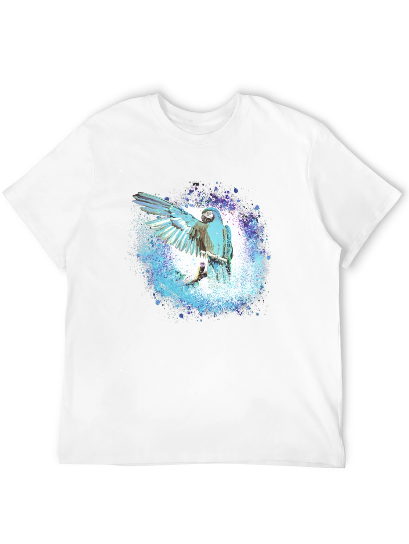 Blue Macaw Splash Mens Graphic Tee