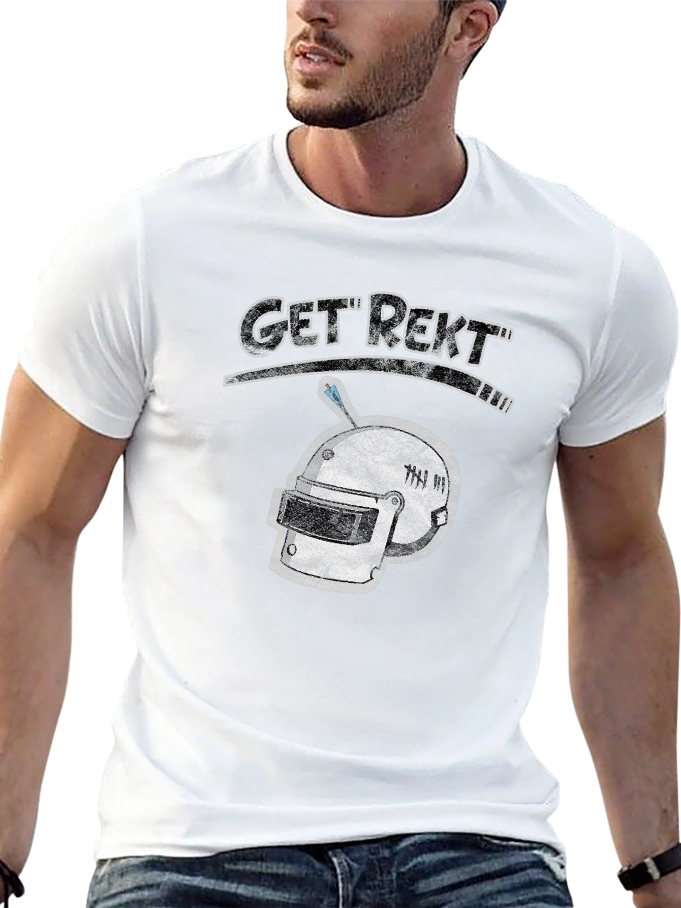 Get Rekt PUBG Helmet Graphic T-Shirt