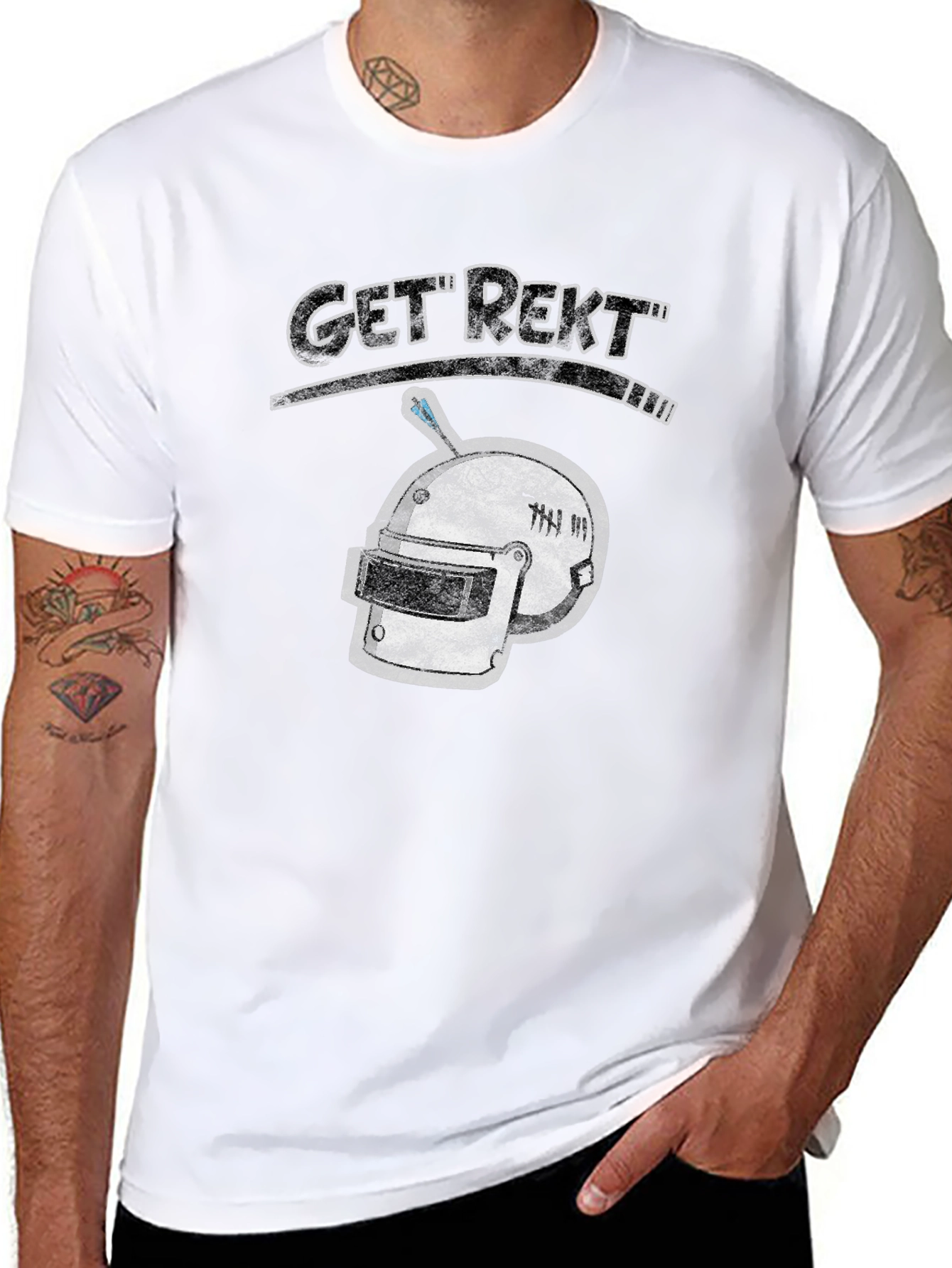 Get Rekt PUBG Helmet Graphic T-Shirt