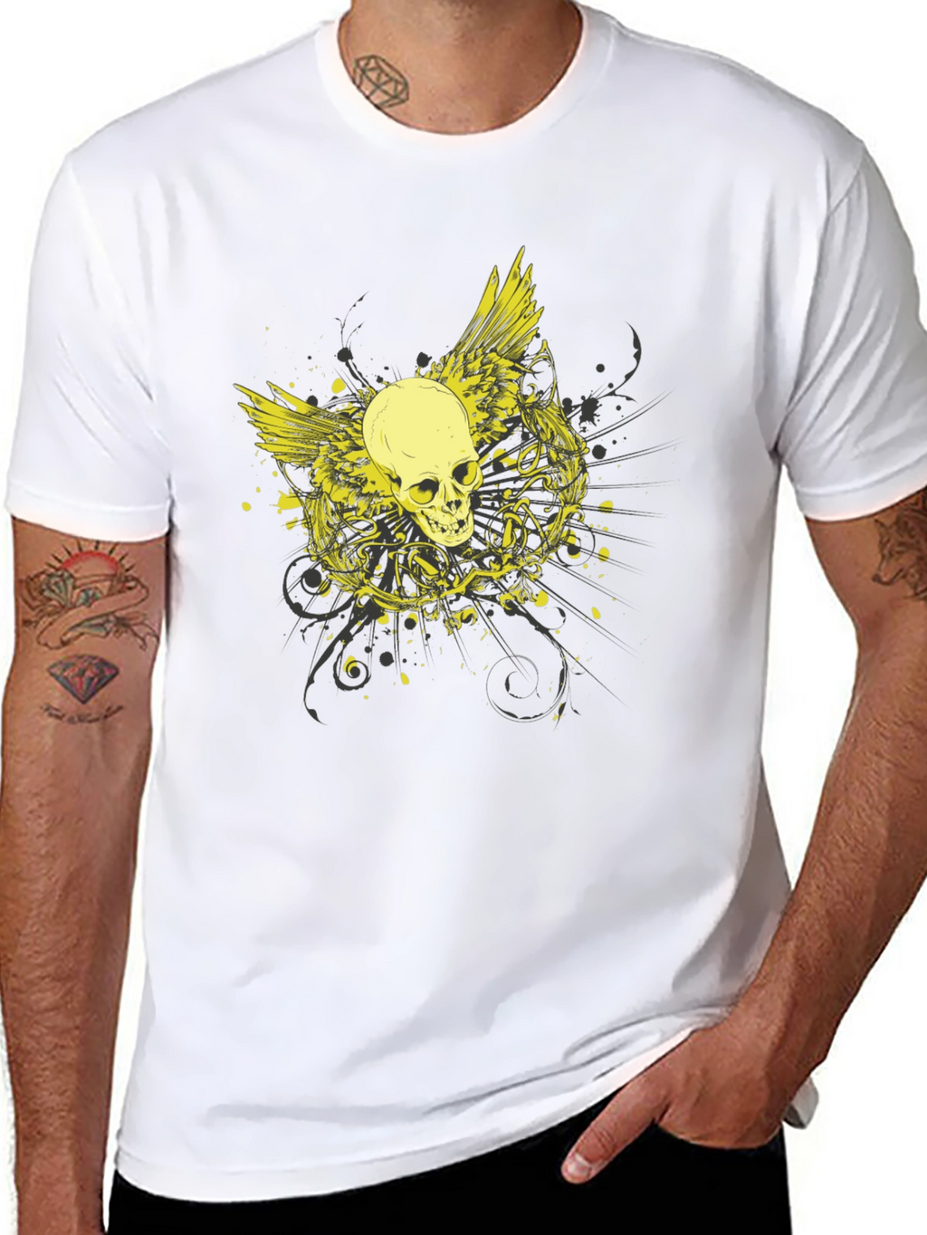 Skull Wings Graphic Black Tee