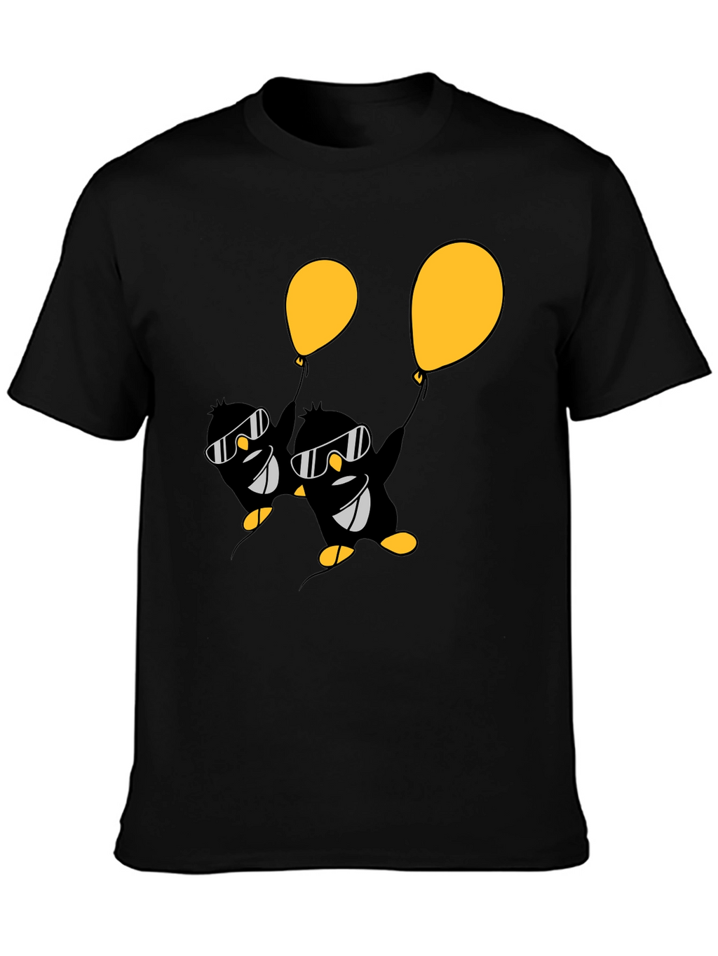 Cool Penguin Balloon Graphic Tee - Black