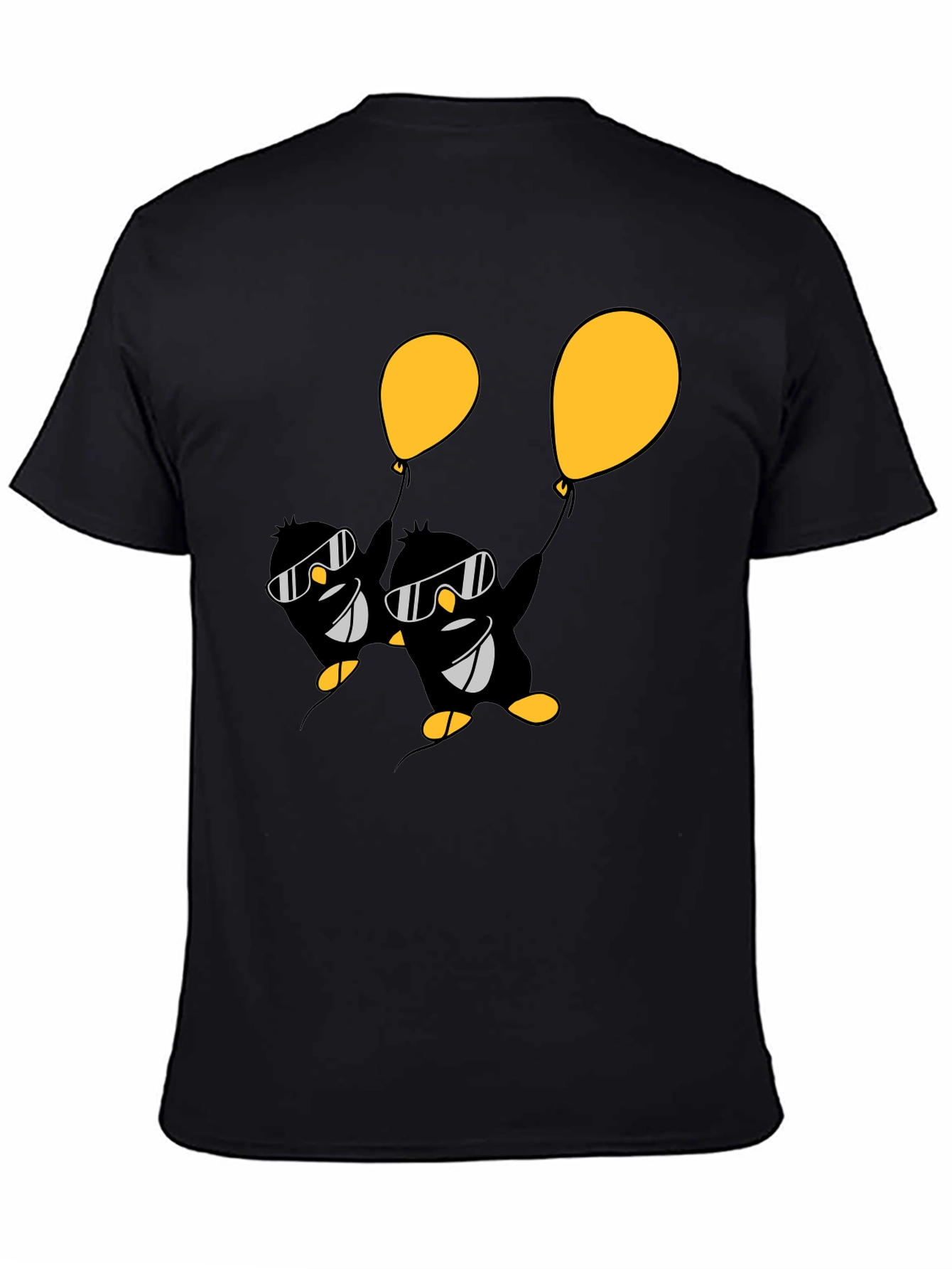 Cool Penguin Balloon Graphic Tee - Black