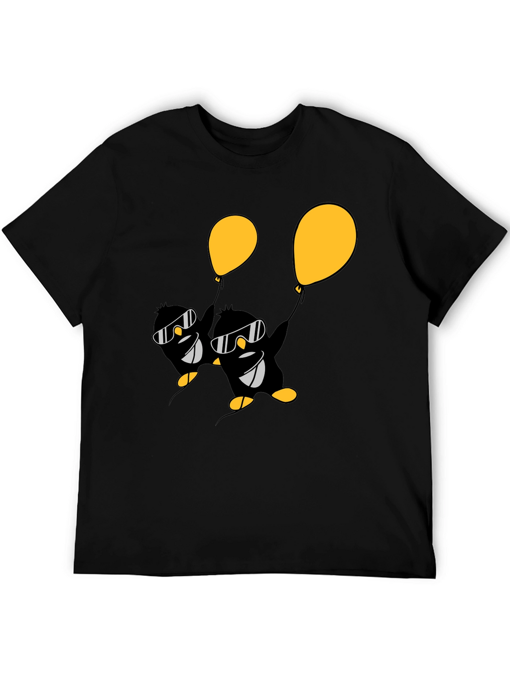 Cool Penguin Balloon Graphic Tee - Black
