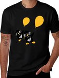 Cool Penguin Balloon Graphic Tee - Black