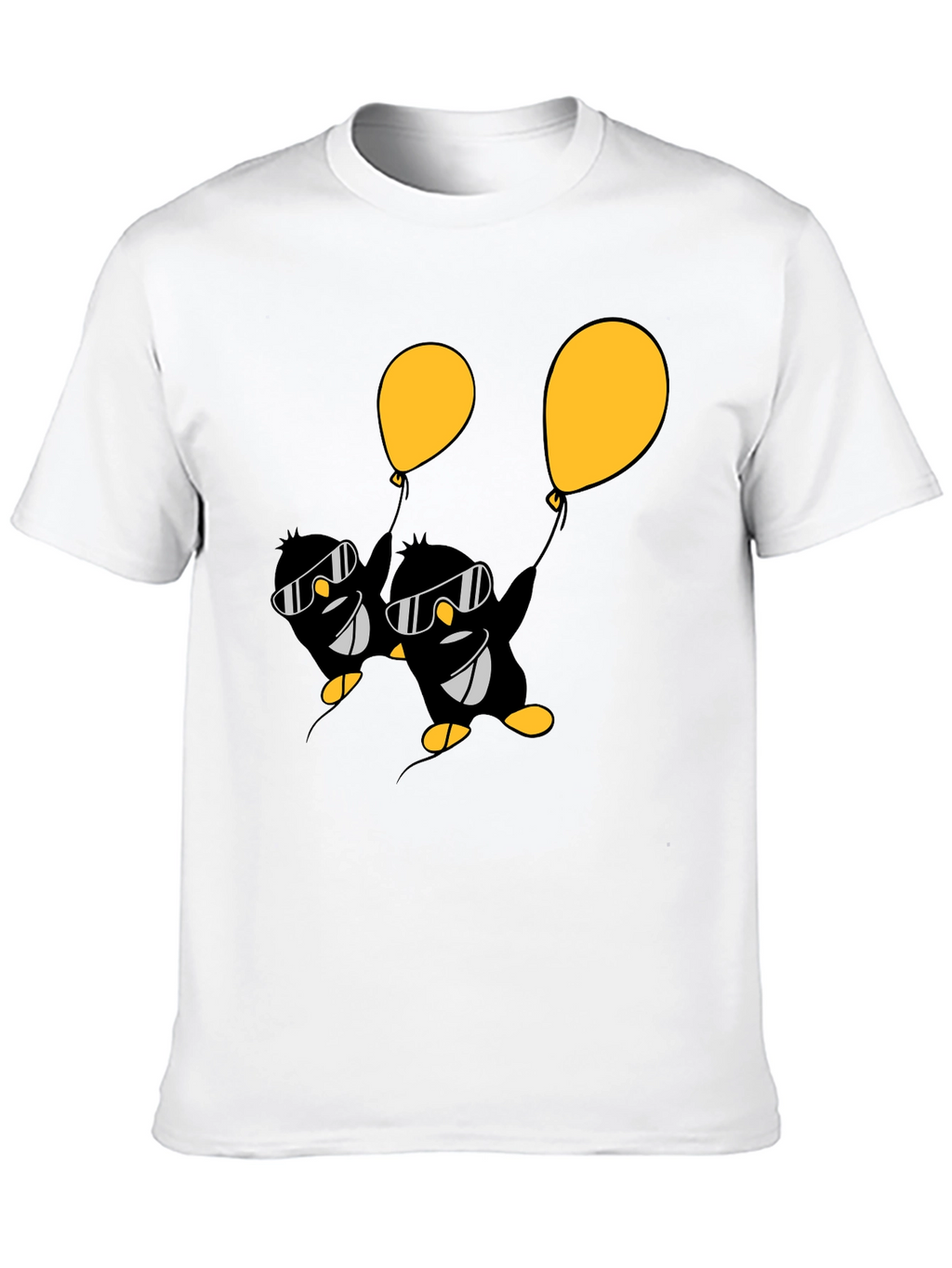 Cool Penguin Balloon Graphic Tee - Black