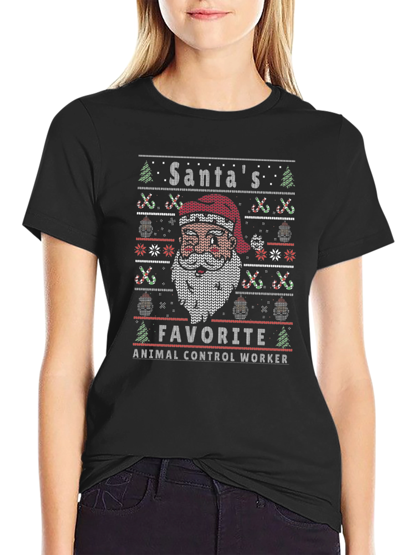 Santas Favorite Animal Control Worker Ugly Christmas T-Shirt