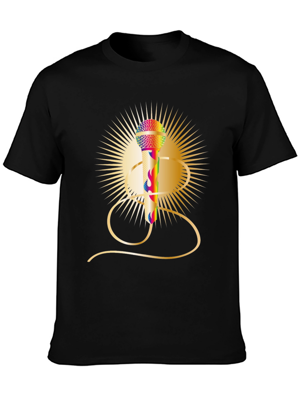 Retro Rainbow Mic Graphic Tee - Classic Style