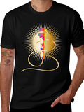 Retro Rainbow Mic Graphic Tee - Classic Style