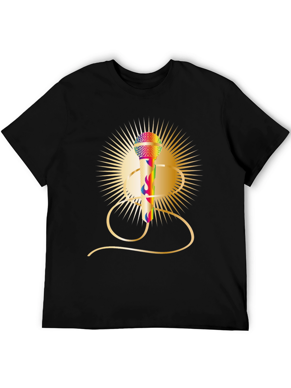 Retro Rainbow Mic Graphic Tee - Classic Style