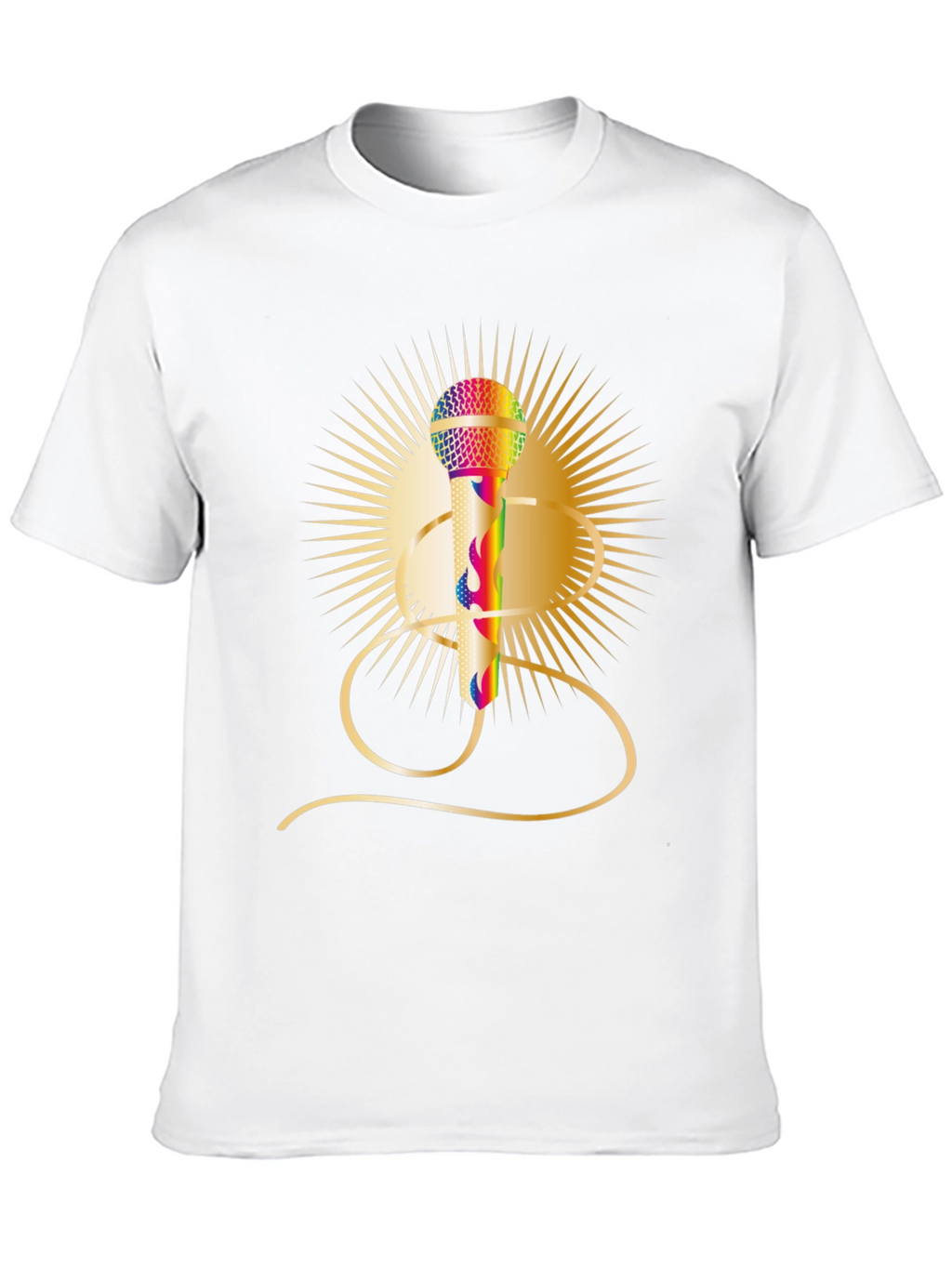 Retro Rainbow Mic Graphic Tee - Classic Style