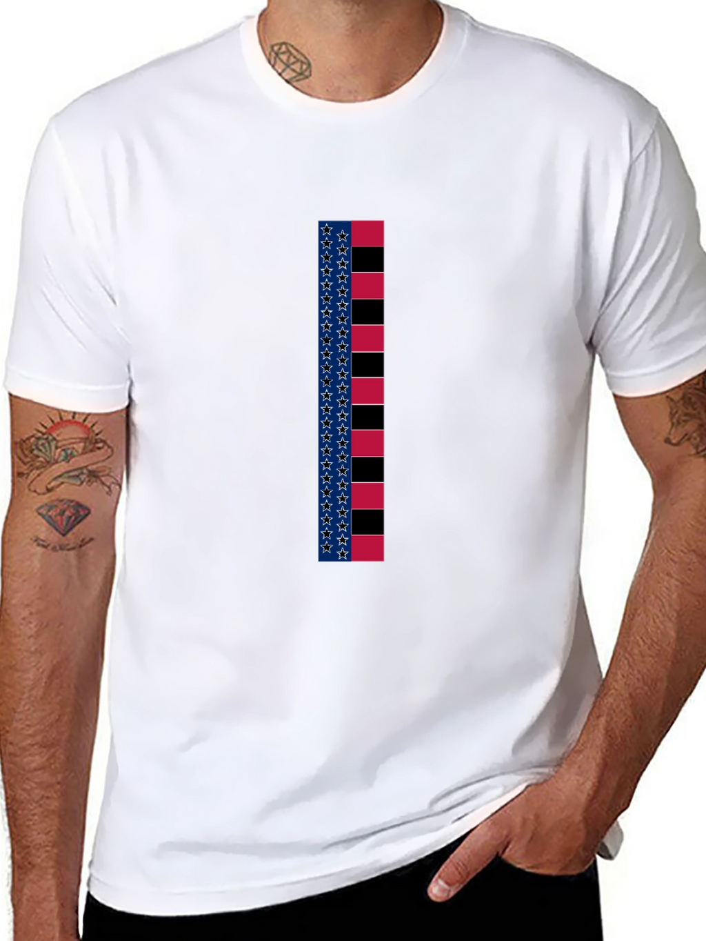 Striped Star Graphic Tee - Mens Black T-Shirt