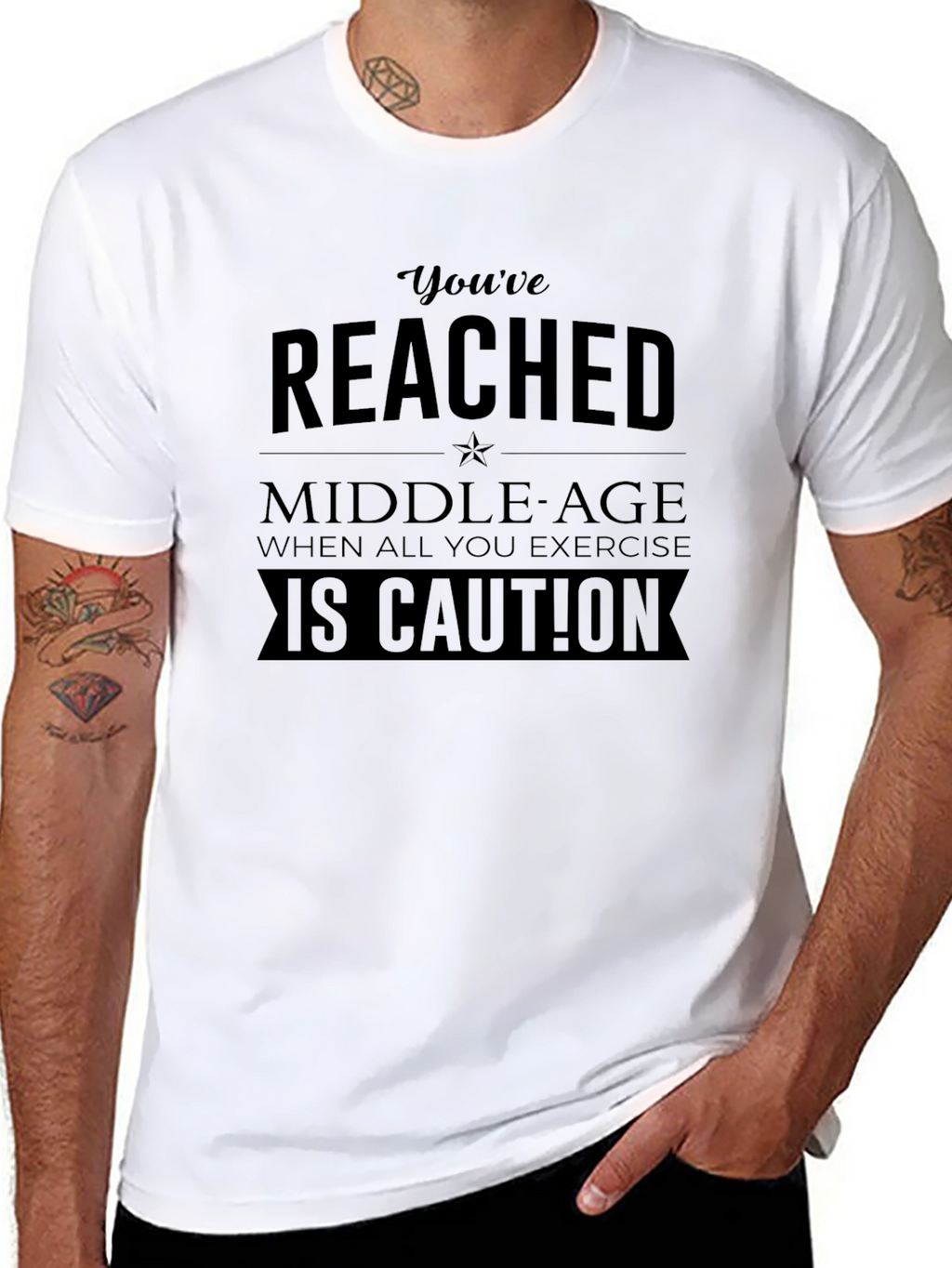 Funny Middle Age Exercise Caution Novelty T-Shirt