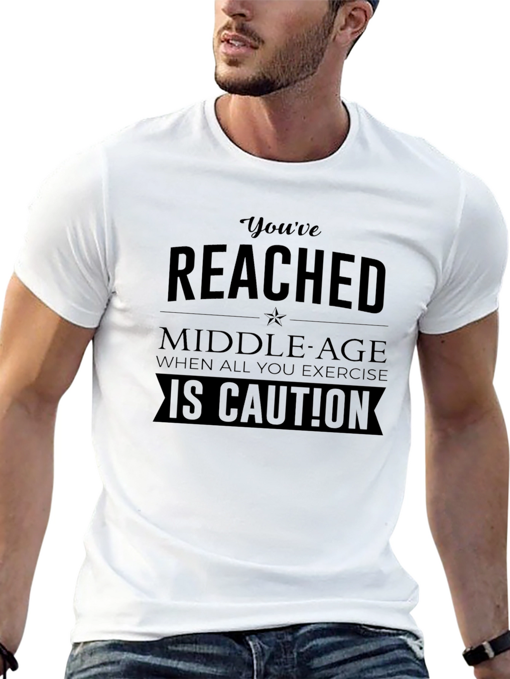 Funny Middle Age Exercise Caution Novelty T-Shirt