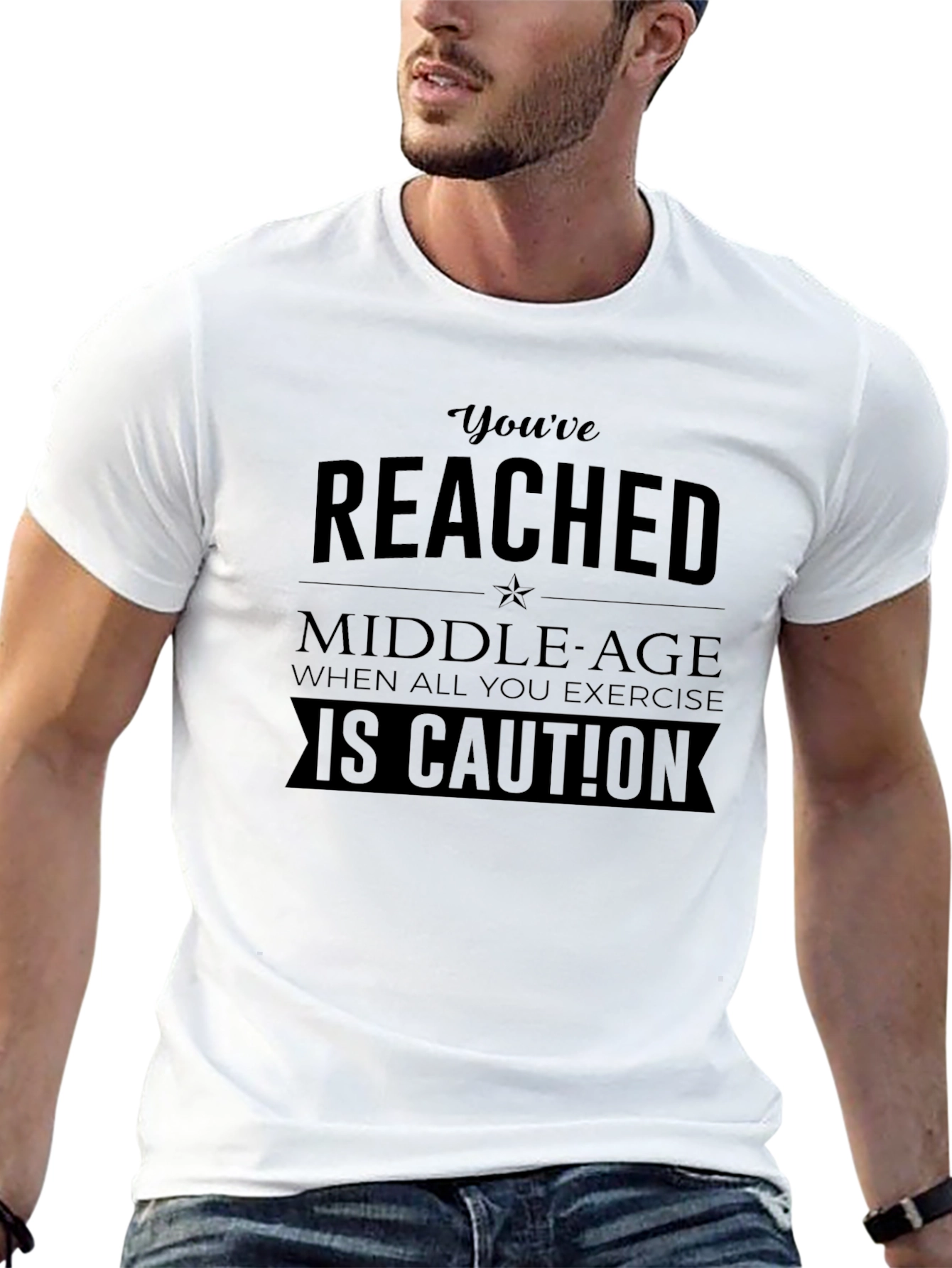 Funny Middle Age Exercise Caution Novelty T-Shirt