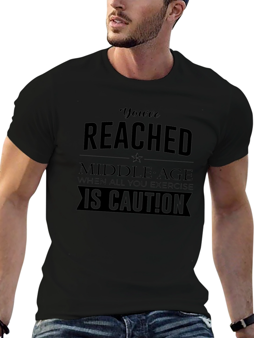 Funny Middle Age Exercise Caution Novelty T-Shirt