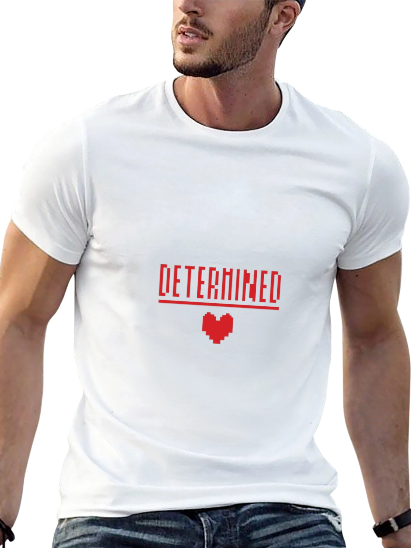 Determined Pixel Heart Graphic T-Shirt