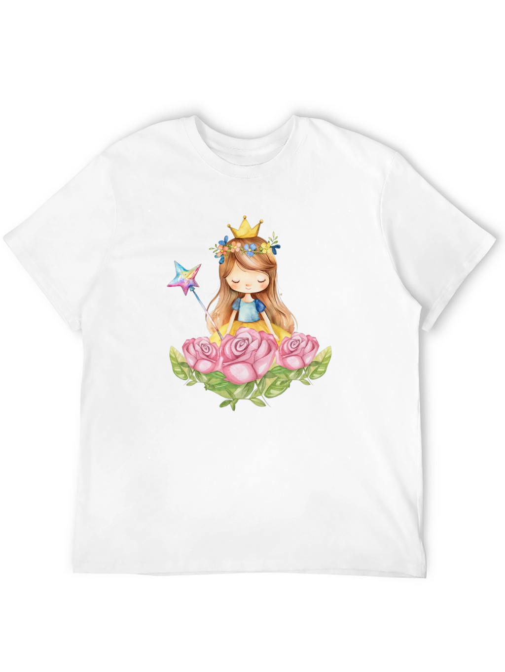Princess Crown Rose Graphic Black T-Shirt