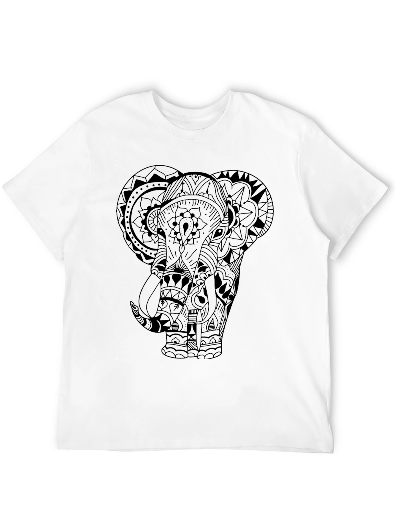 Elephant Mandala Graphic Tee - Mens Black T-Shirt
