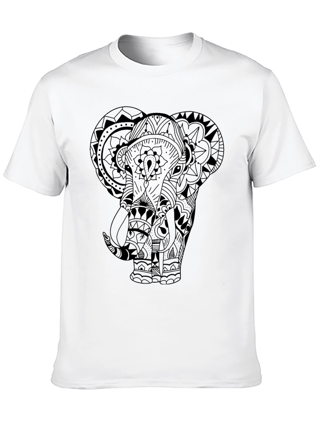 Elephant Mandala Graphic Tee - Mens Black T-Shirt