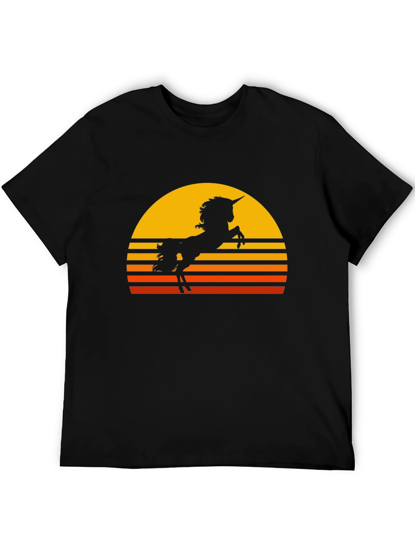 Unicorn Sunset Graphic Tee - Black Cotton Blend