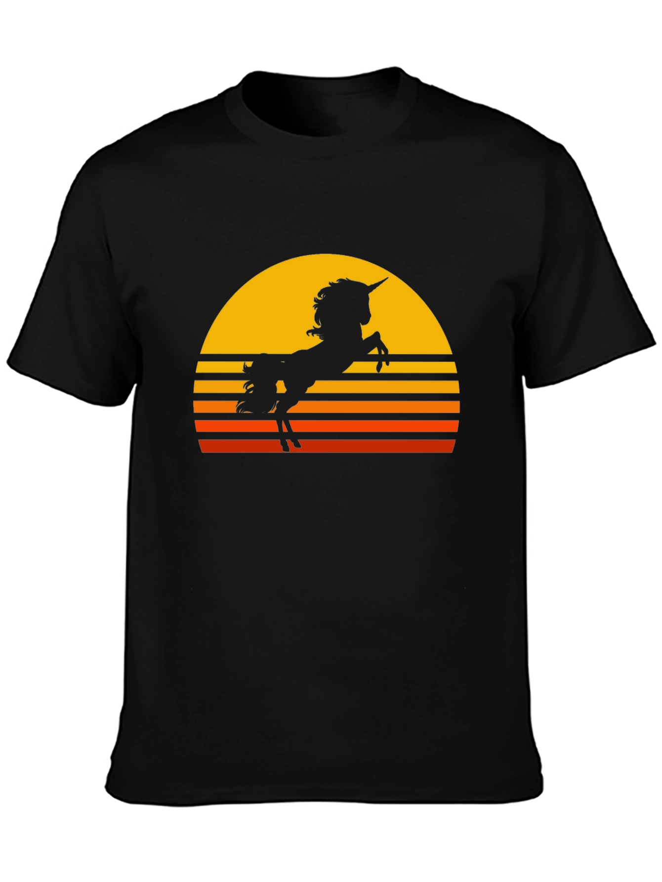 Unicorn Sunset Graphic Tee - Black Cotton Blend