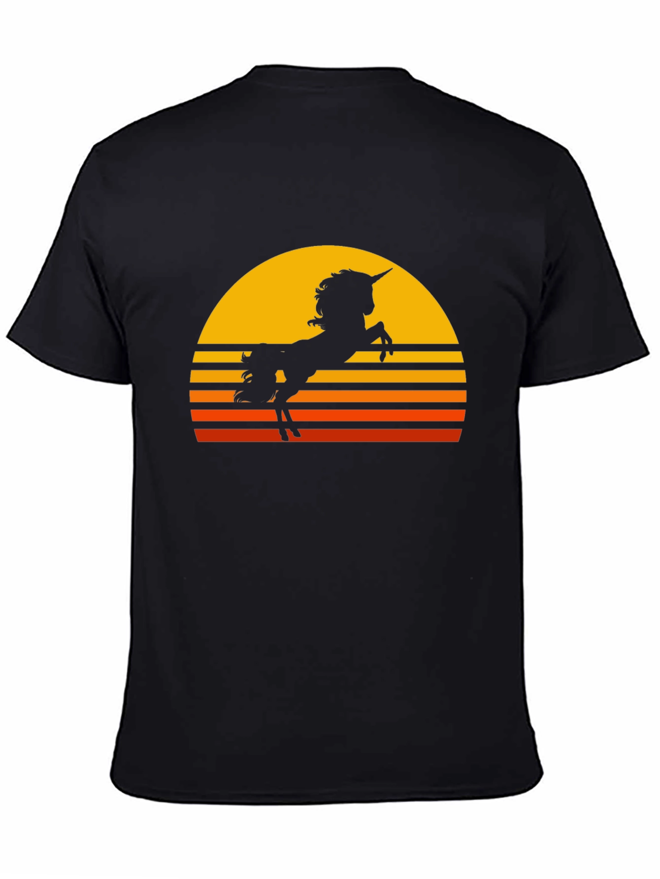 Unicorn Sunset Graphic Tee - Black Cotton Blend