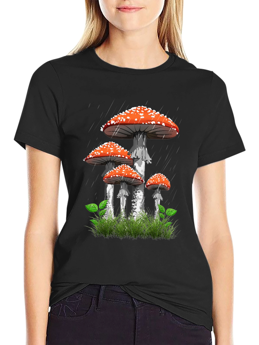 Mushroom Graphic Tee - Nature Lovers Black T-Shirt