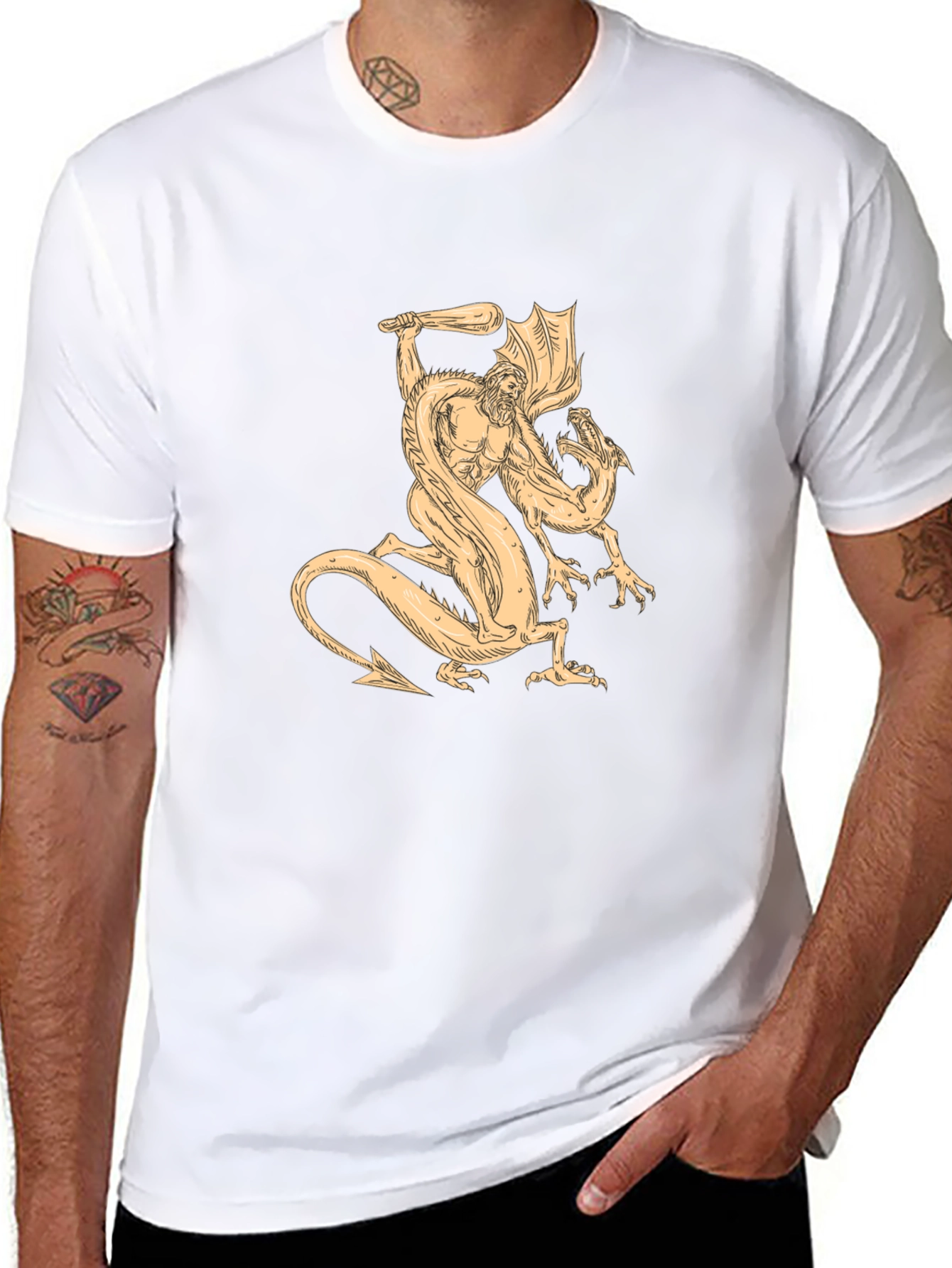 Mythical Beast Tee - Hero vs. Dragon Graphic