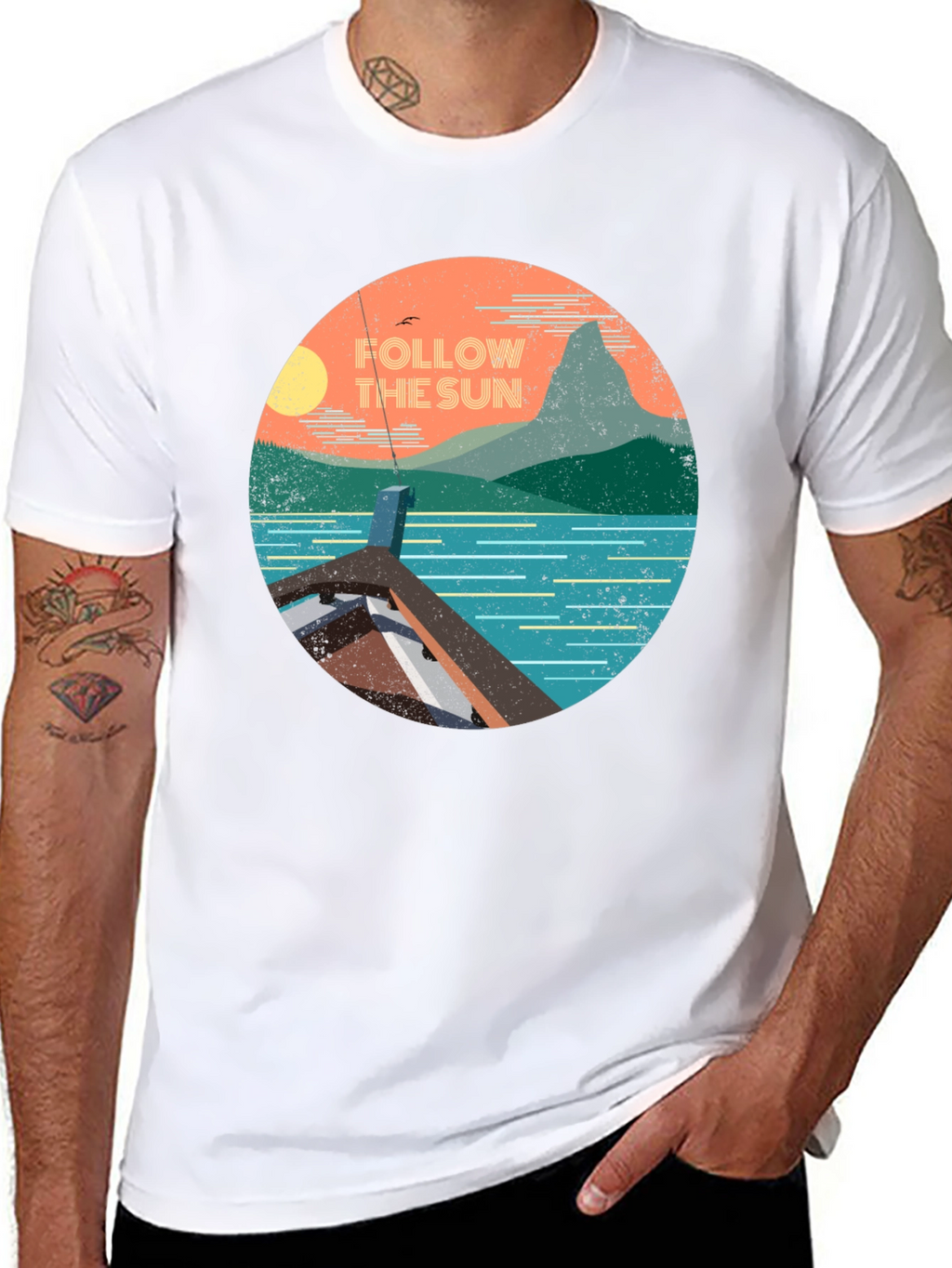 Follow the Sun Graphic Tee - Tropical Adventure T-Shirt