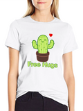 Free Hugs Cactus T-Shirt - Black Graphic Tee