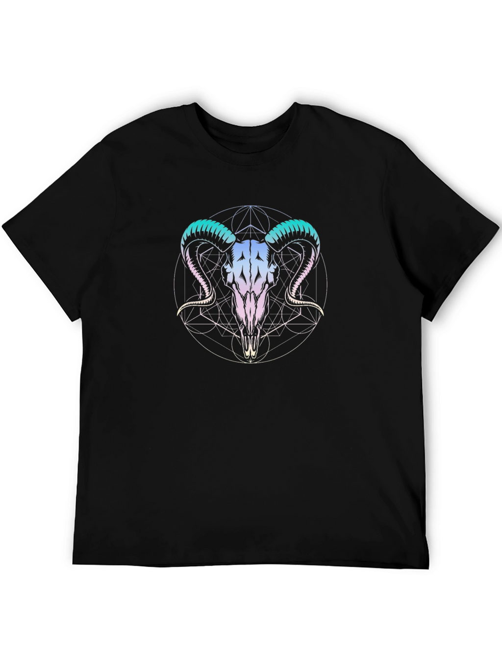 Ram Skull Graphic Tee - Black Cotton T-Shirt