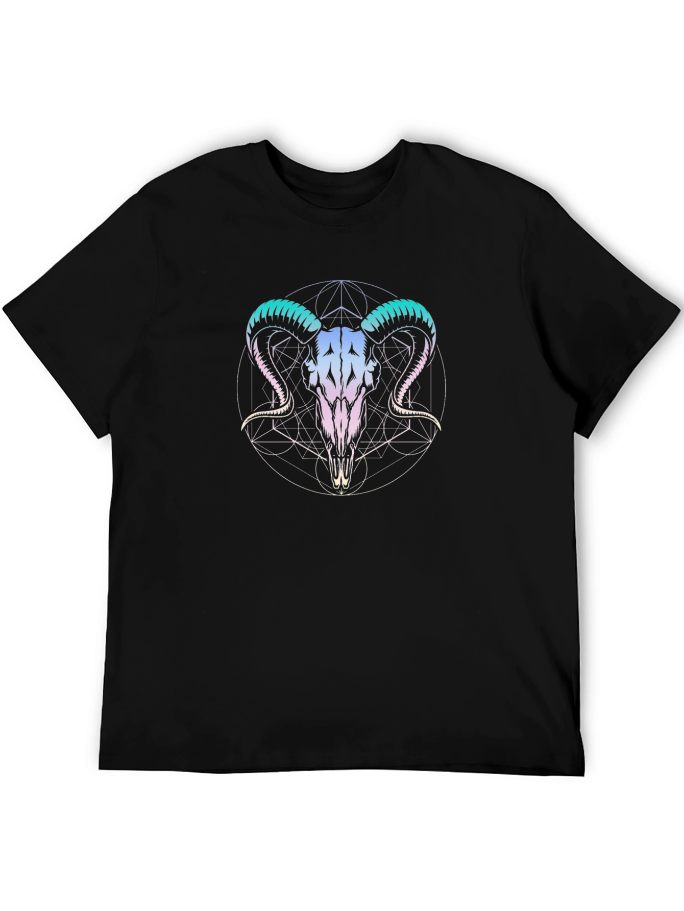 Ram Skull Graphic Tee - Black Cotton T-Shirt