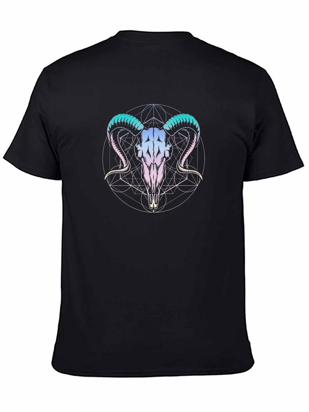 Ram Skull Graphic Tee - Black Cotton T-Shirt