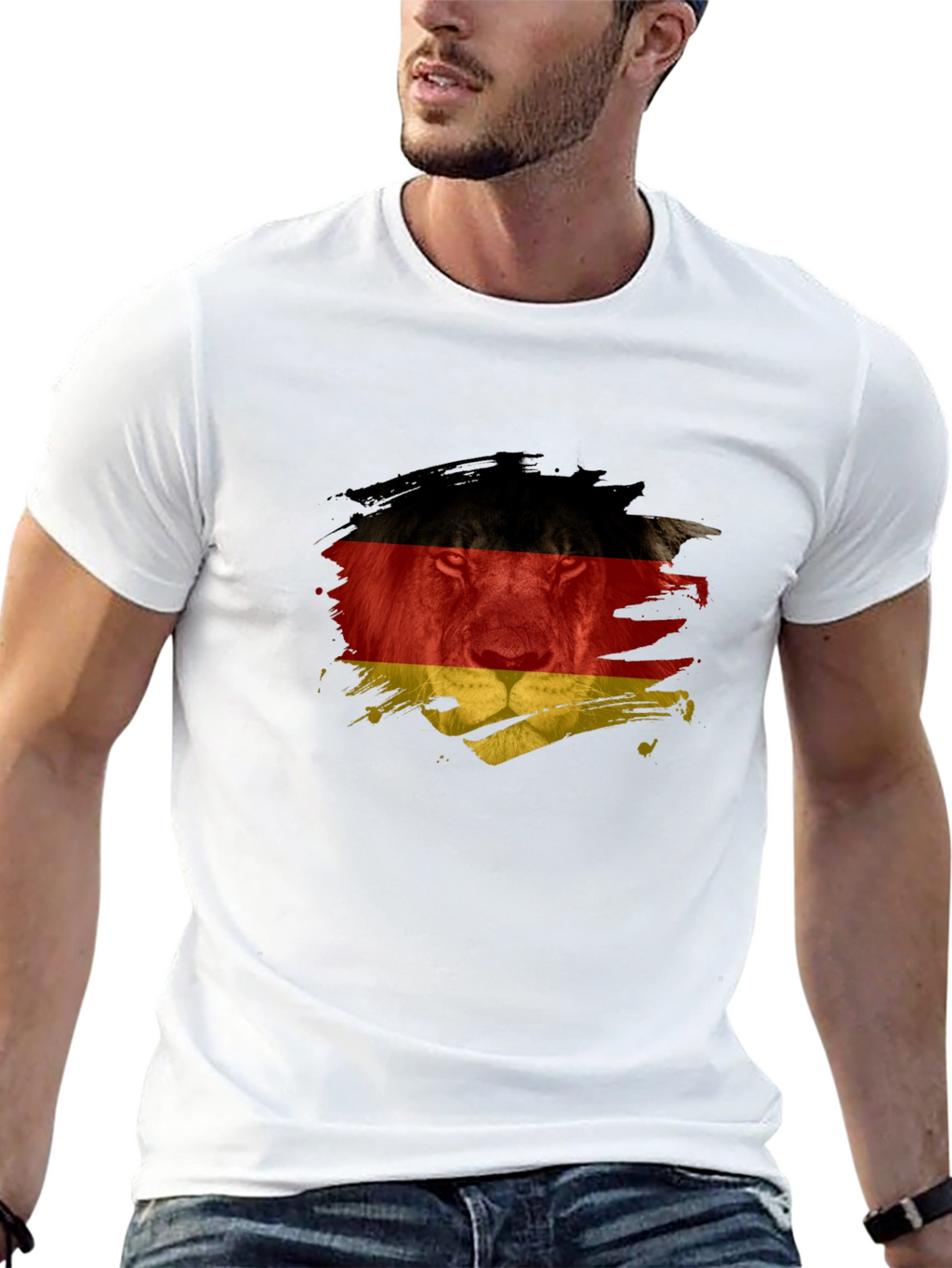 Germany Flag Lion Graphic T-Shirt - Black