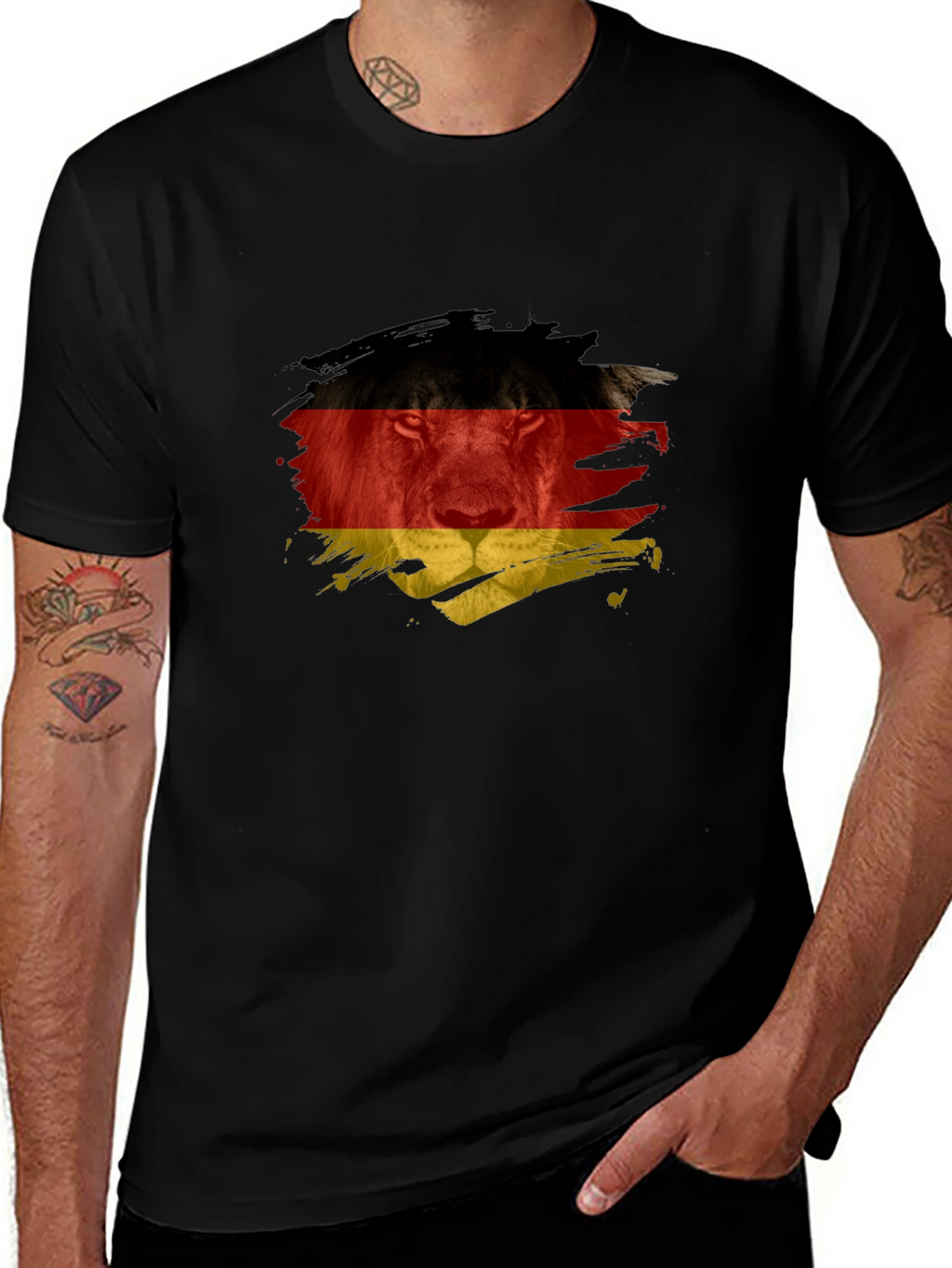 Germany Flag Lion Graphic T-Shirt - Black