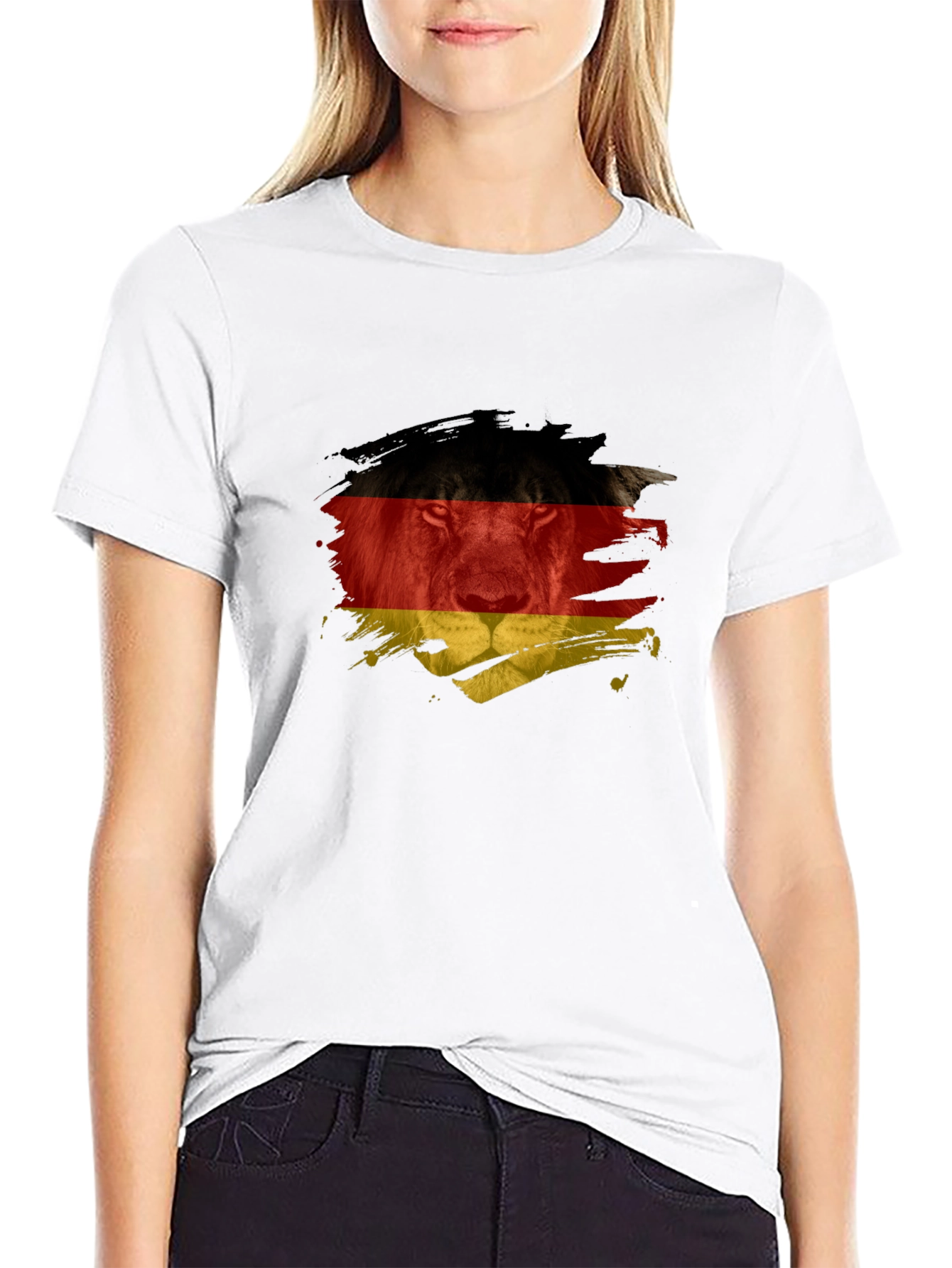 Germany Flag Lion Graphic T-Shirt - Black