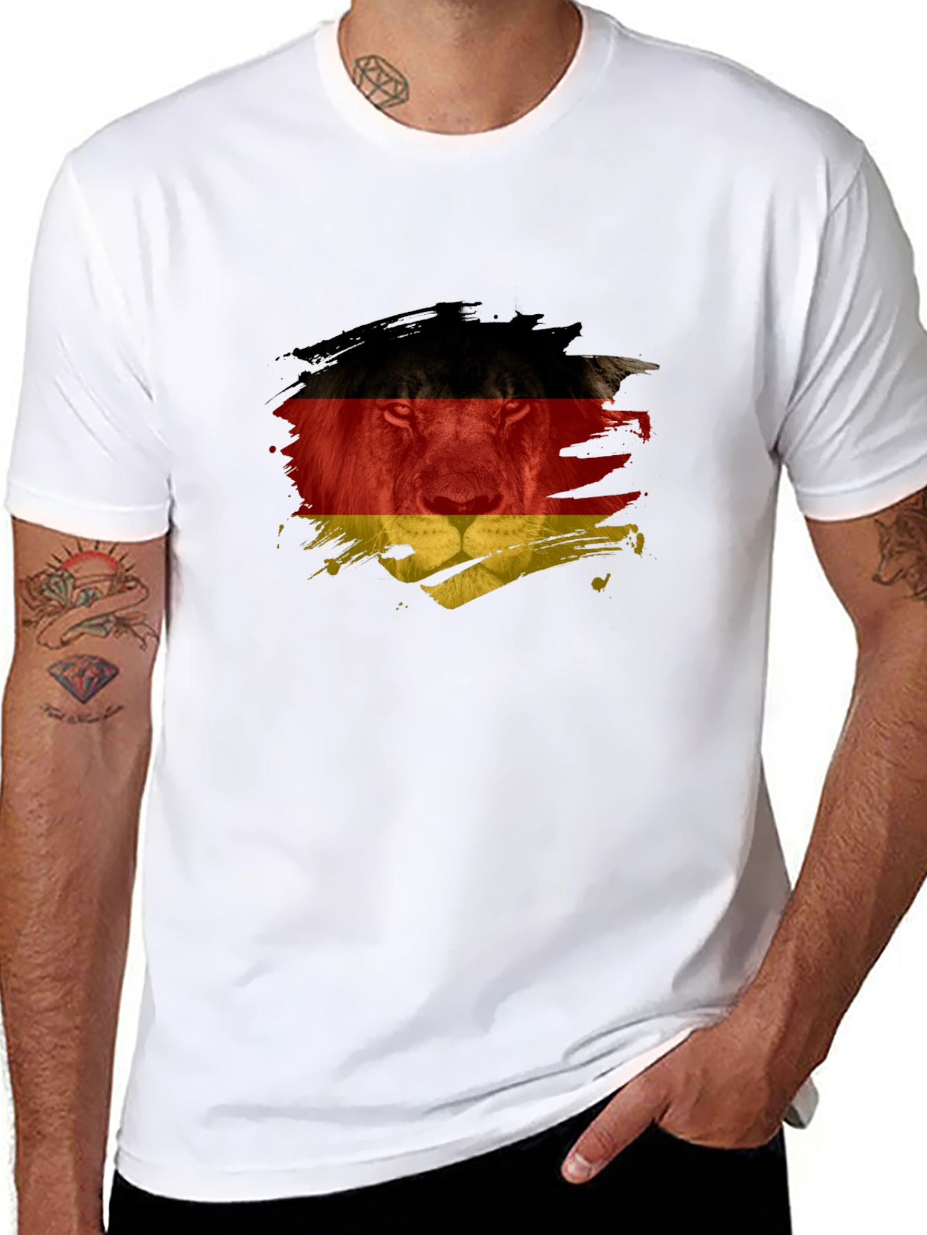 Germany Flag Lion Graphic T-Shirt - Black
