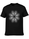 Geometric Mandala Graphic Tee - Black Cotton Comfort