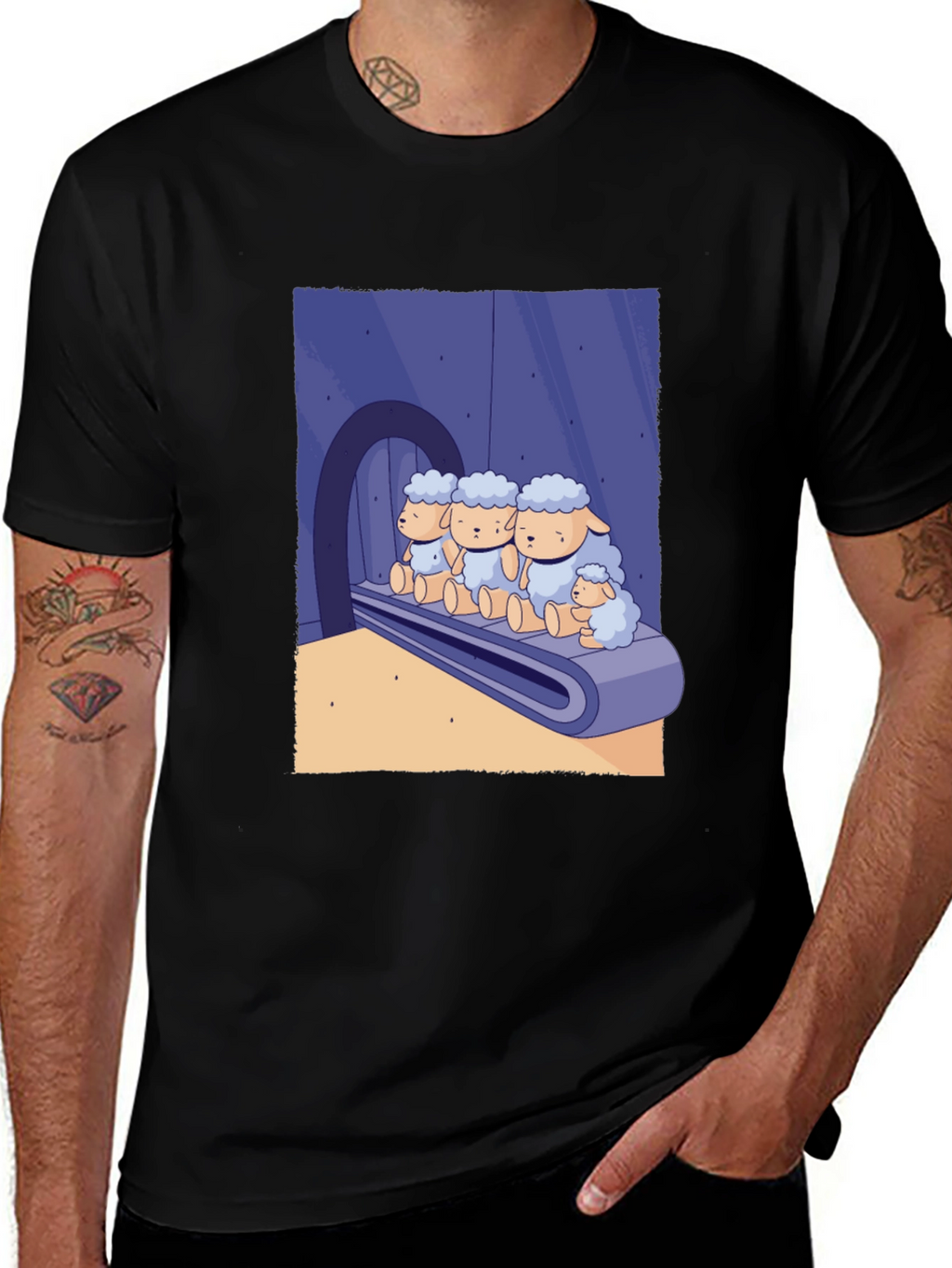 Sheep on Conveyor Belt Graphic Tee