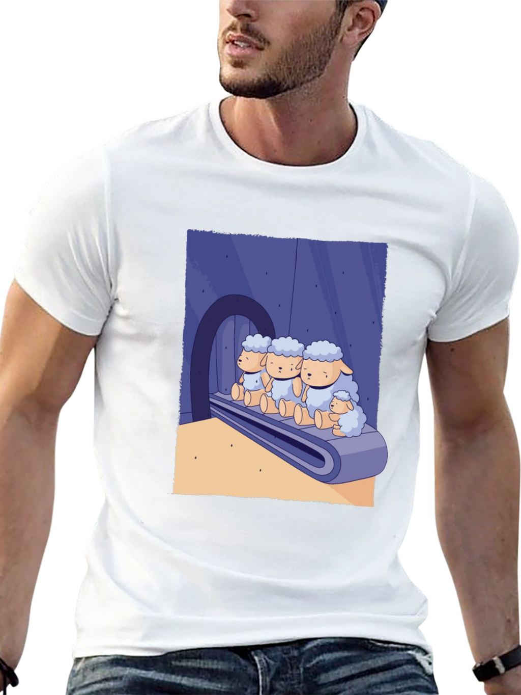 Sheep on Conveyor Belt Graphic Tee