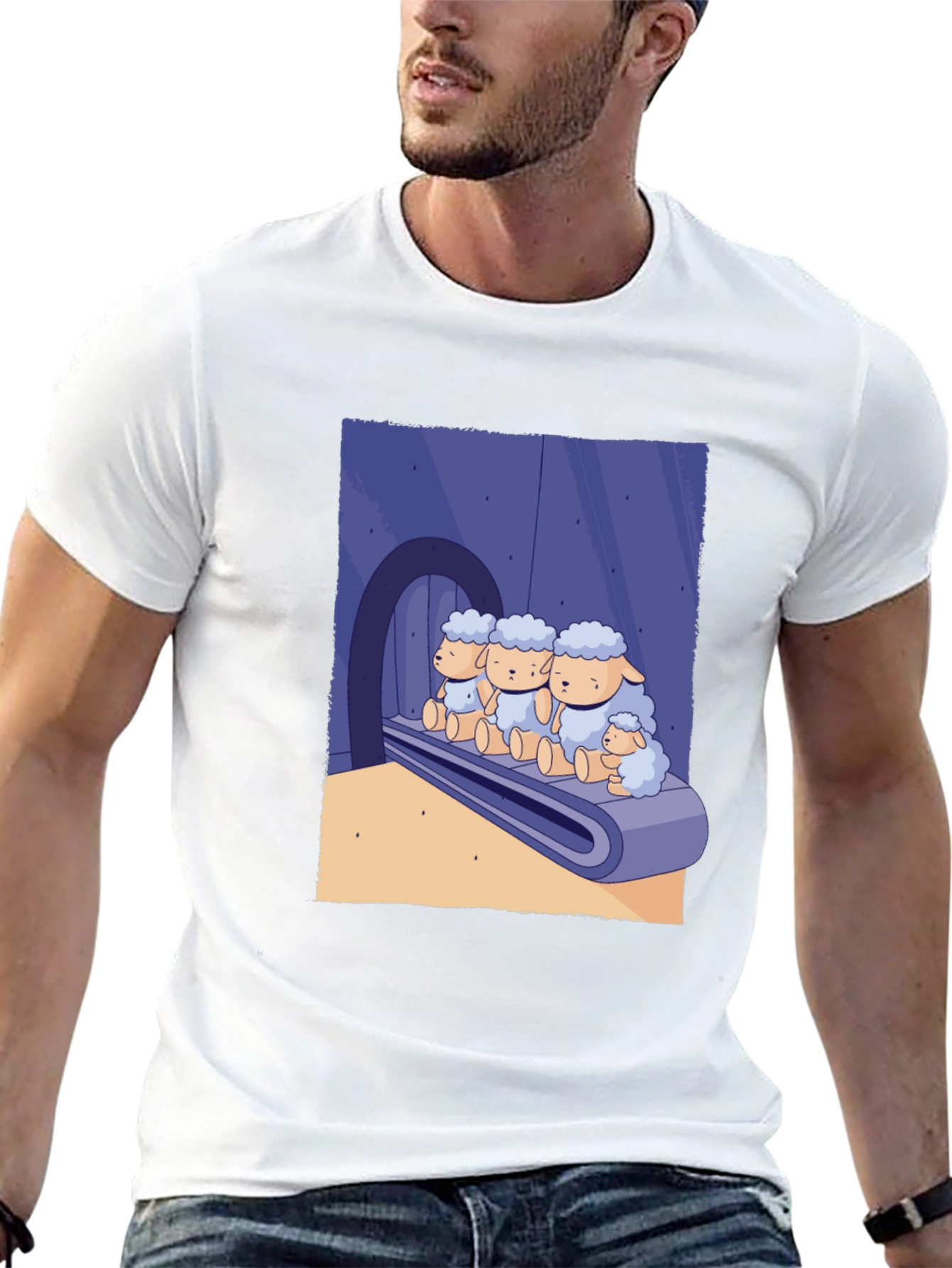 Sheep on Conveyor Belt Graphic Tee