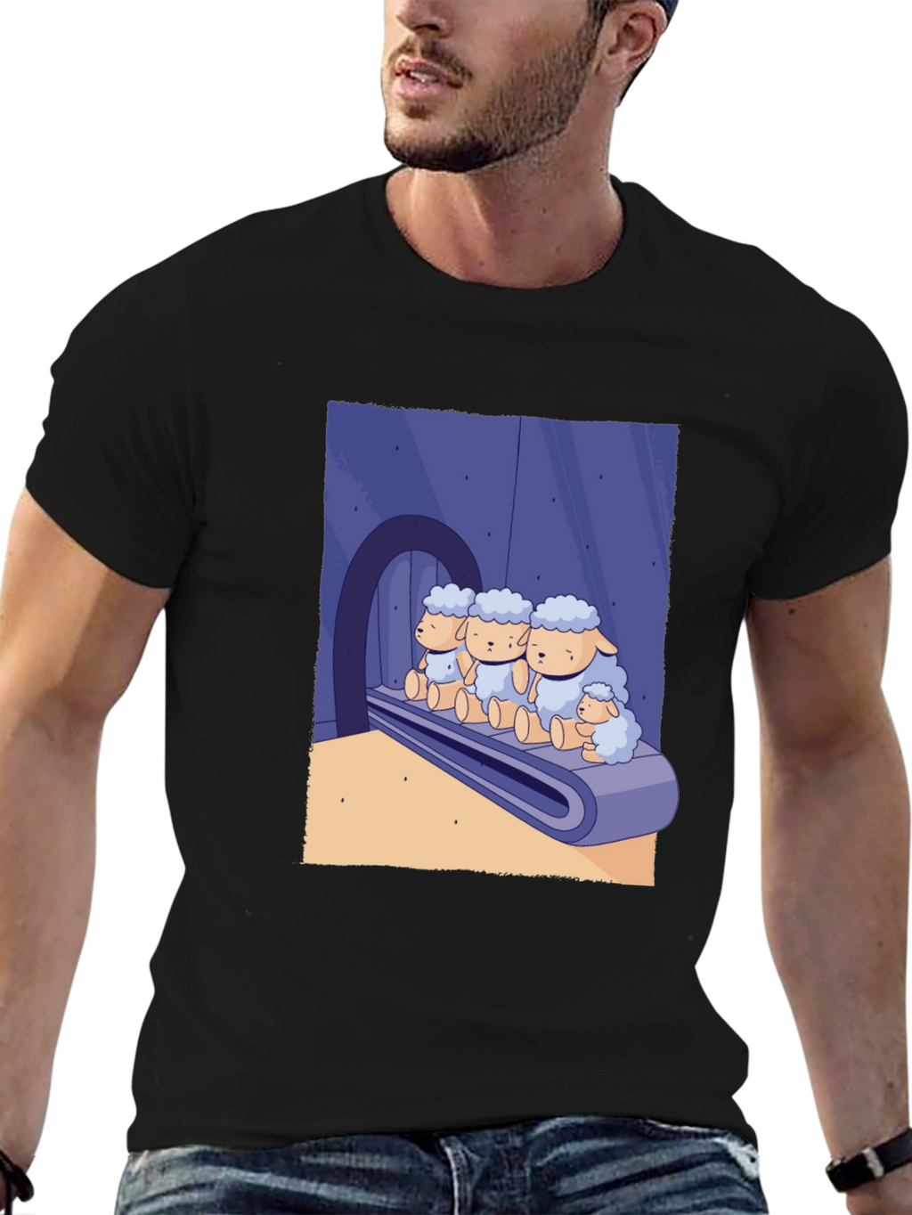 Sheep on Conveyor Belt Graphic Tee