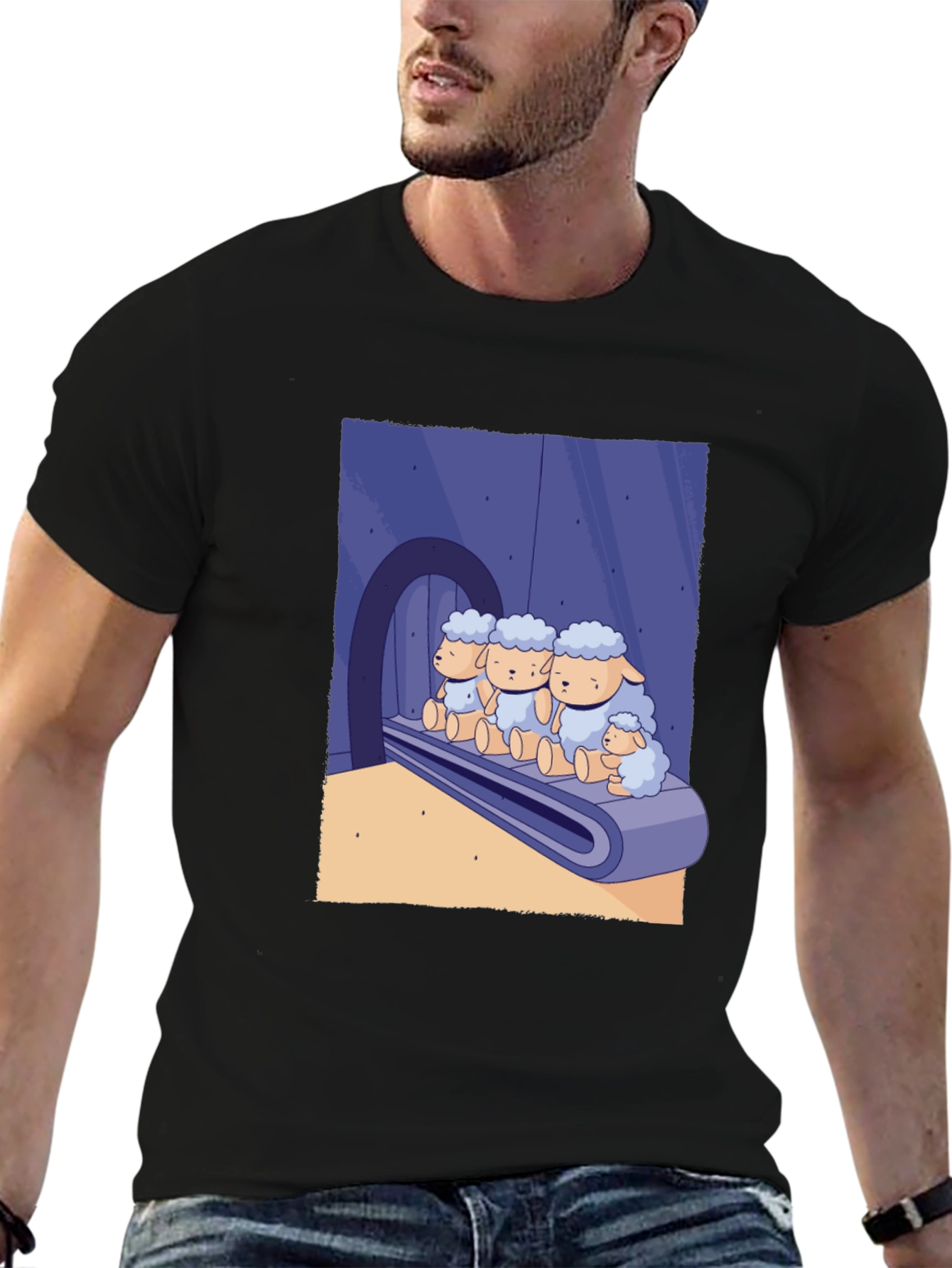 Sheep on Conveyor Belt Graphic Tee