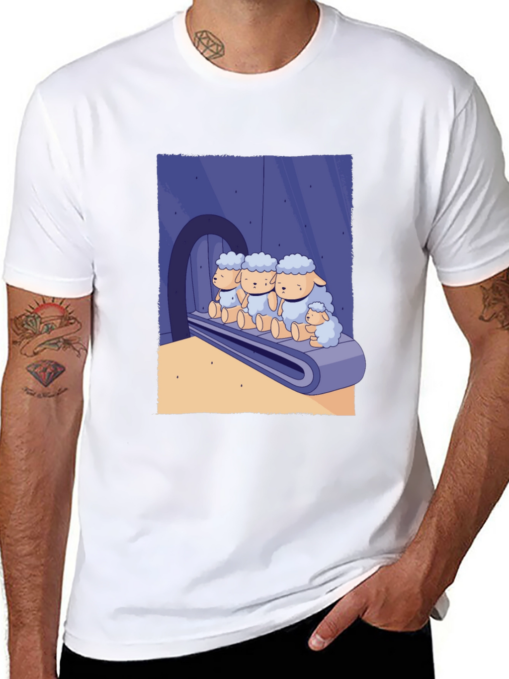 Sheep on Conveyor Belt Graphic Tee