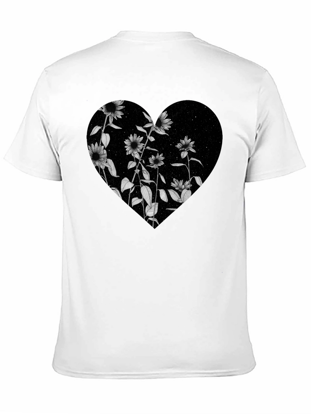 Floral Heart Graphic Black T-Shirt