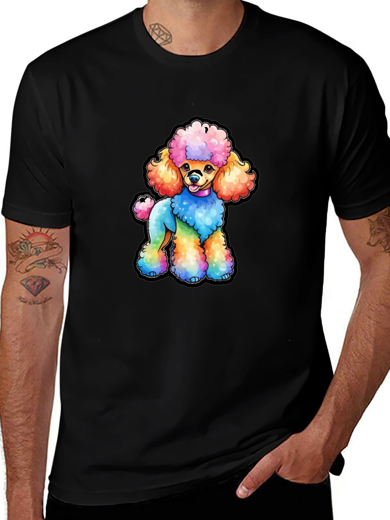 Rainbow Poodle Graphic T-Shirt