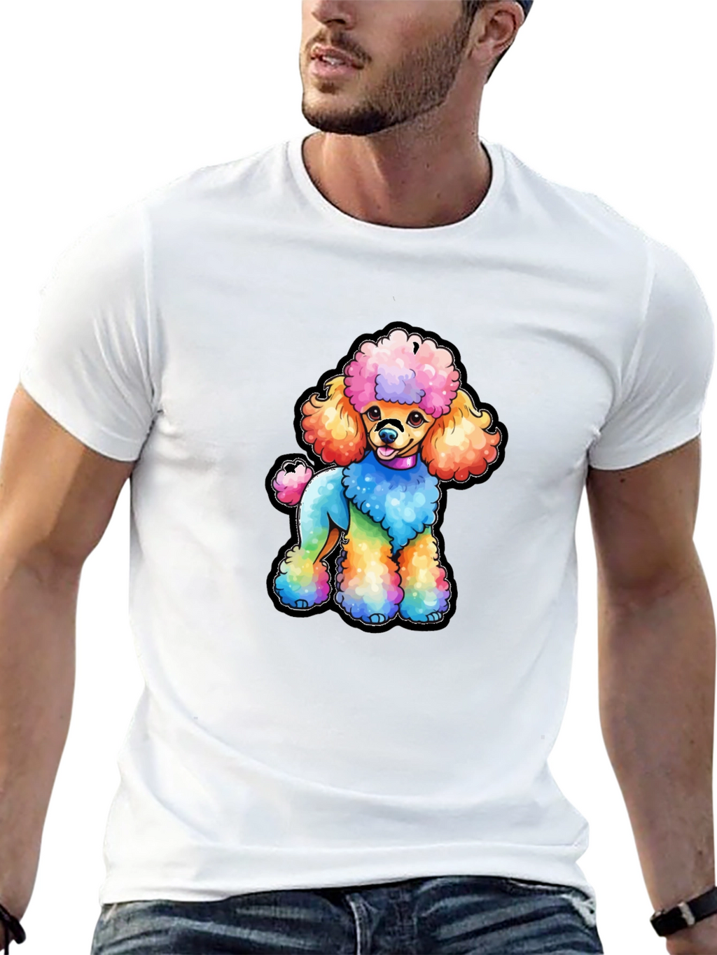 Rainbow Poodle Graphic T-Shirt
