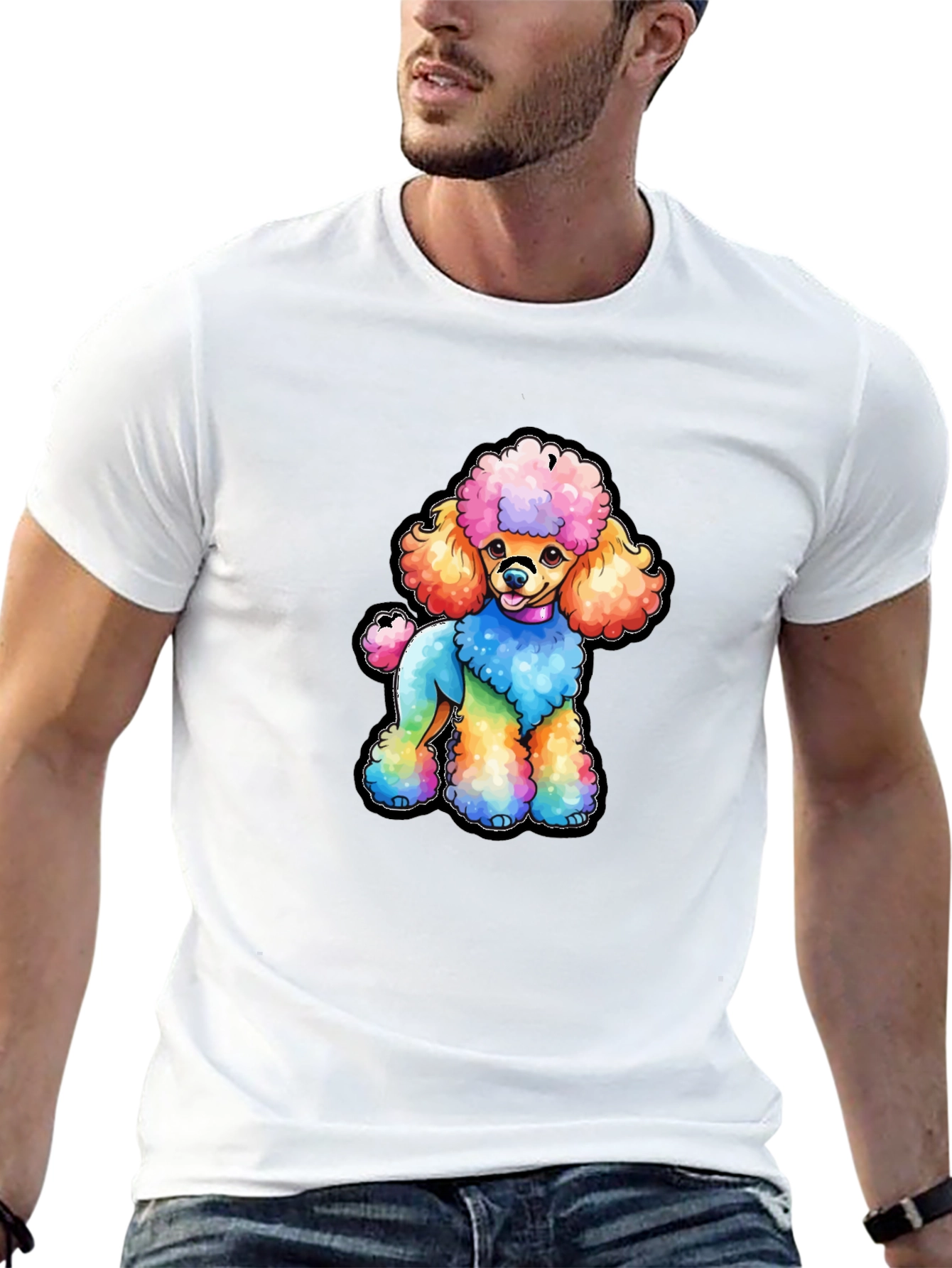 Rainbow Poodle Graphic T-Shirt