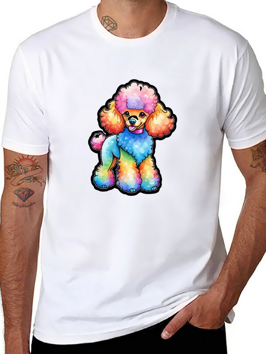 Rainbow Poodle Graphic T-Shirt